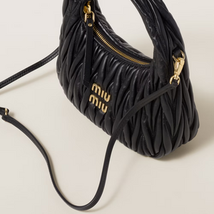 MIU MIU Wander matelassé nappa leather hobo bag