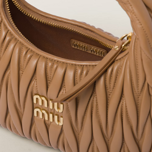 MIU MIU Wander matelassé nappa leather hobo bag