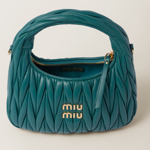 MIU MIU Wander matelassé nappa leather hobo bag